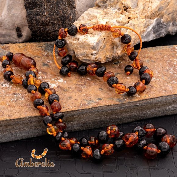 Baby teething Baltic Amber Necklace an bracelet Set 13" and adjustable bracelet - Picture 11 of 16